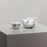 李荘窯 / 染付竹雀紋 口反茶杯