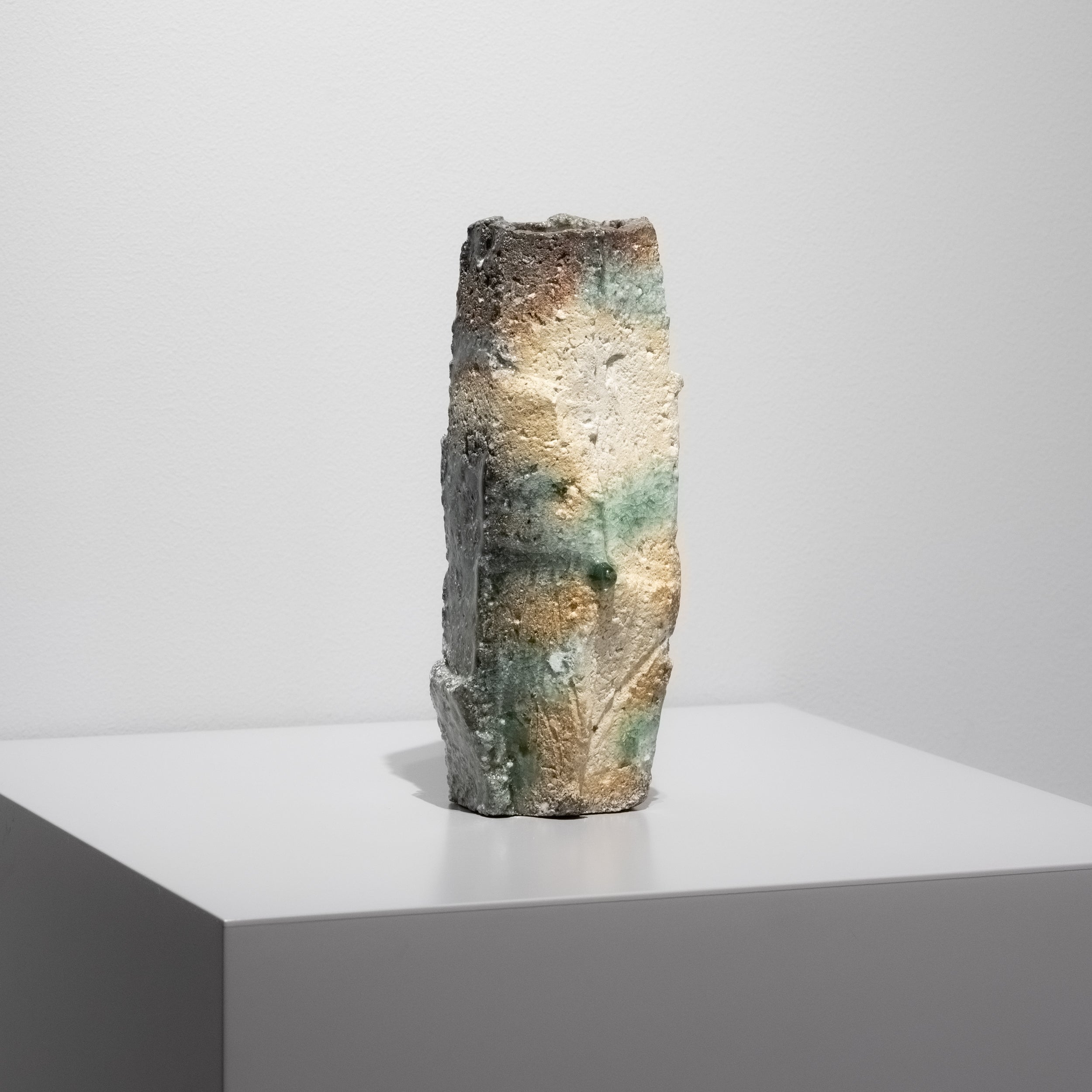 kurosawa7356 舩木研兒 三彩秞押紋 三脚壺 花器 美品 希少