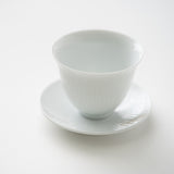 白磁(石灰)飛び鉋 三寸平小皿