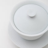 白磁ブラスト 鎬蓋碗