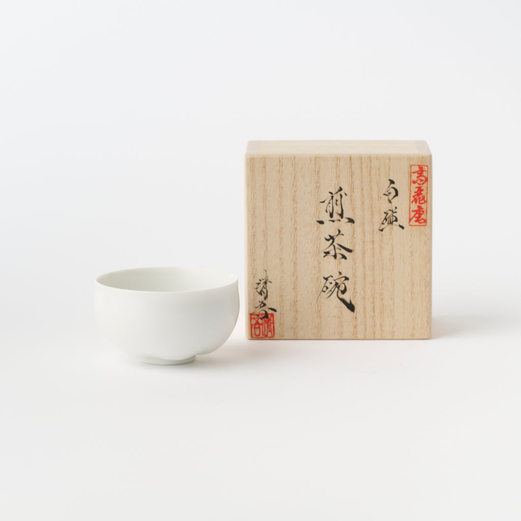 マサオ 煎茶道具　織部焼　煎茶碗　十客　陶印有　時代箱　V　9322 中村清吾 / 白磁煎茶碗（小） – HULS GALLERY TOKYO | 現代工芸ギャラリー