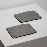 <tc>Hideki Yamamoto / Deep Black Glaze Stone-Texture Rectangular Plate</tc>