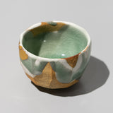 松林豊斎 / 酒呑 青磁釉流シ金彩（一点物）