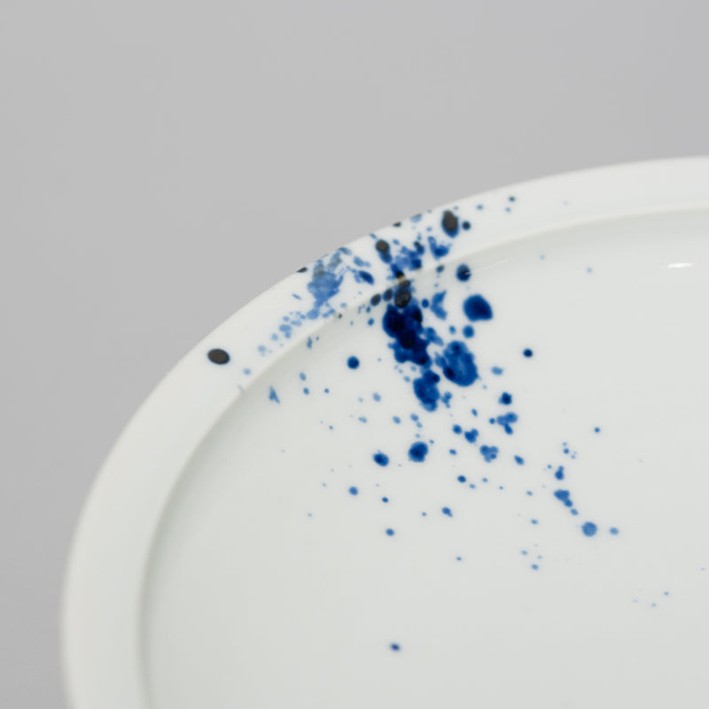 三方吹墨渕付7寸皿