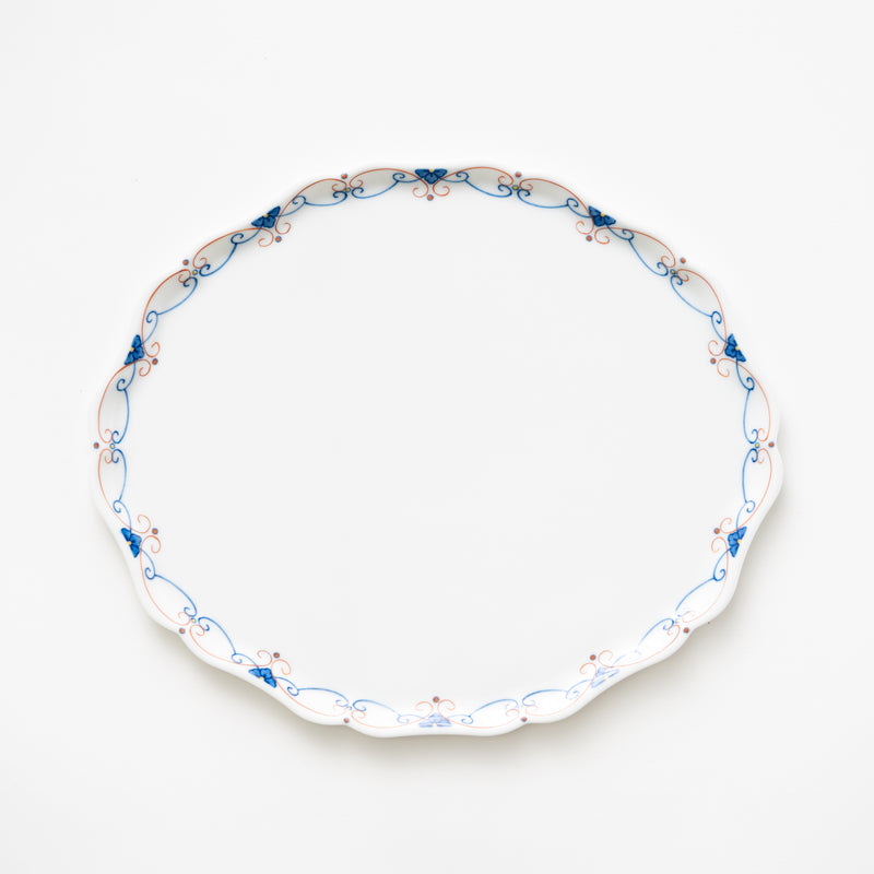 <tc>Mokko Oval Plate 28cm (Sarasa Blue)</tc>