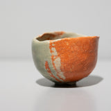 <tc>Hideki Yanashita / Katami-gawari Sake Cup (Celadon & Red Raku)</tc>