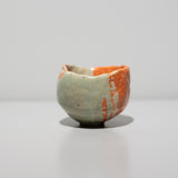 <tc>Hideki Yanashita / Katami-gawari Sake Cup (Celadon & Red Raku)</tc>