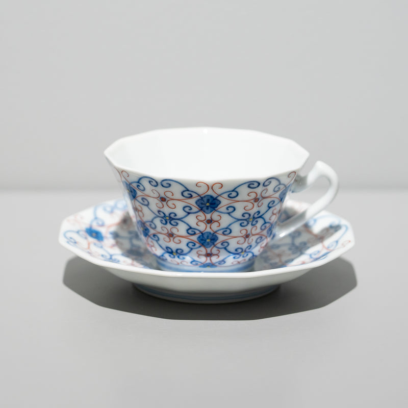 <tc>Dodecagonal Coffee Cup & Saucer (Sarasa Blue)</tc>