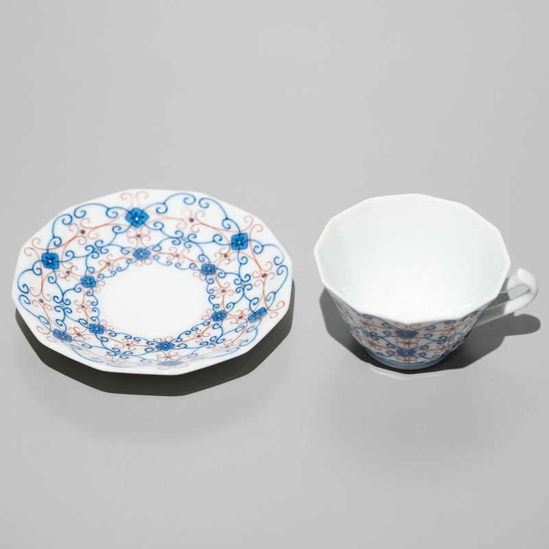 <tc>Dodecagonal Coffee Cup & Saucer (Sarasa Blue)</tc>