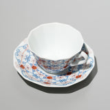 十二角珈琲碗皿 更紗文 赤