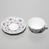 十二角珈琲碗皿 更紗文 赤