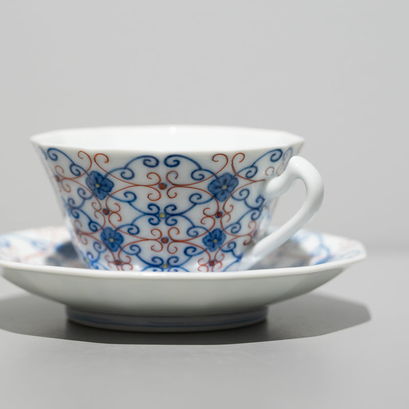 <tc>Dodecagonal Coffee Cup & Saucer (Sarasa Blue)</tc>