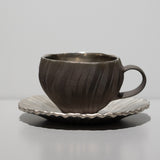 高橋奈己 / プラチナ黒泥カップ＆ソーサー（一点物）