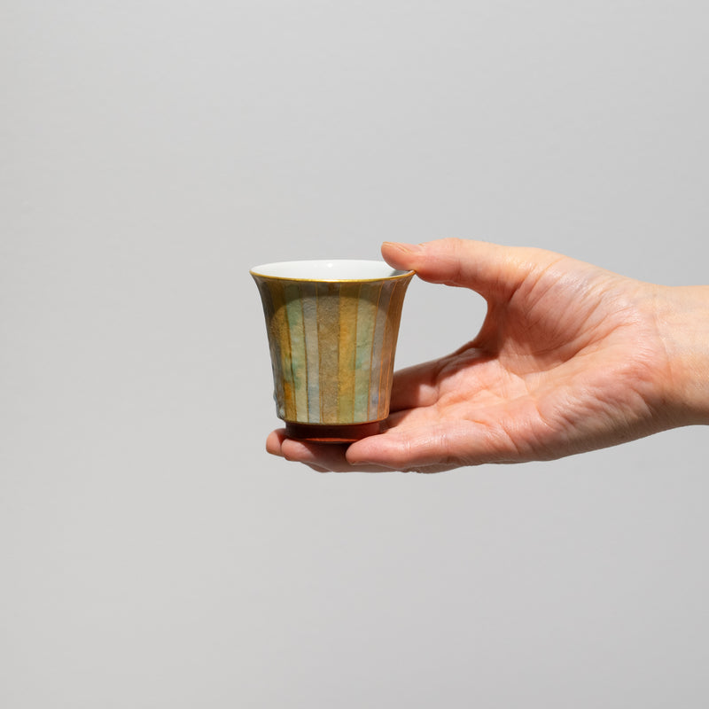 【酒器展】吉田幸央 / 彩色金彩 盃 ストライプ（一点物）