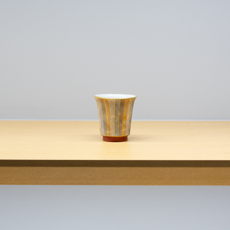 【酒器展】吉田幸央 / 彩色金彩 盃 ストライプ（一点物）
