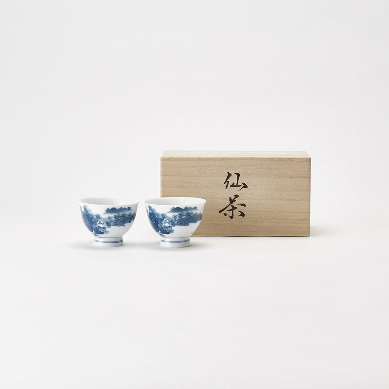 <transcy>Sansui Tea Cup with Wooden Box</transcy>