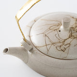 <tc>Seiji Ito / Flat Teapot Patterned with Fired Seaweeds (Gold Handle)</tc>
