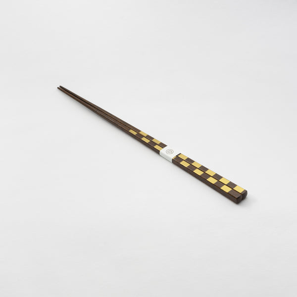 <transcy>Straight Chopsticks (Gold) Ichimatsu 225mm</transcy>