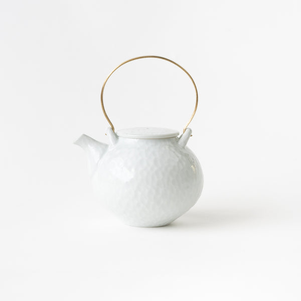 <transcy>White Hammered Pattern (Lime) Tea Pot (S)</transcy>