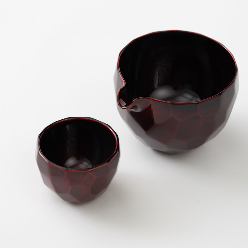<tc>Takao Togashi / Aizu Tamamushi-nuri Spouted Bowl with Faceted Sides S</tc>