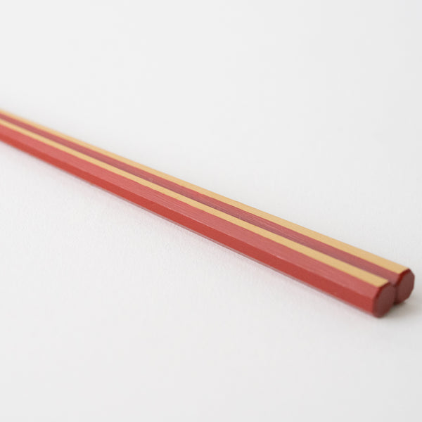 <tc>Eight-Sided Urushi Chosticks (Shiratake Vermillion) 22.5cm</tc>